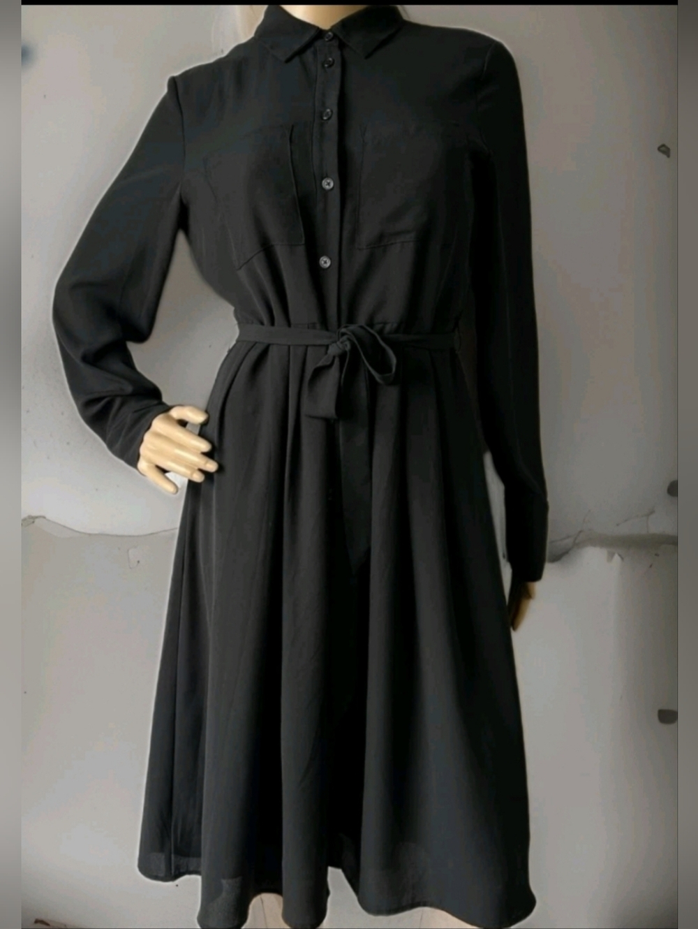 WHO WHAT WEAR Black Longsleeve Shirtdress Sz XxL